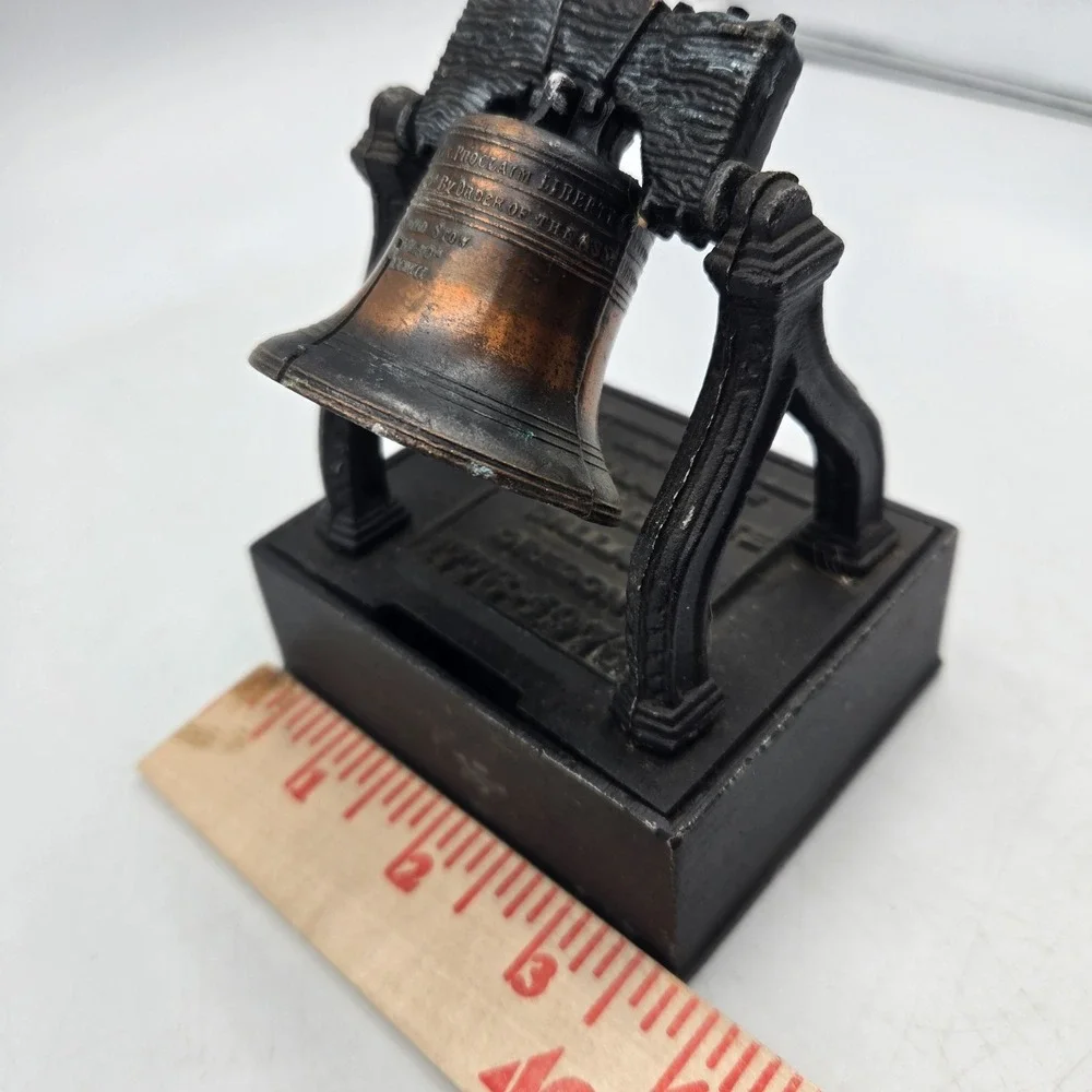 Vintage Liberty Bell Copper Iron Piggy Bank USA NO KEY Bank Of Willamette Oregon